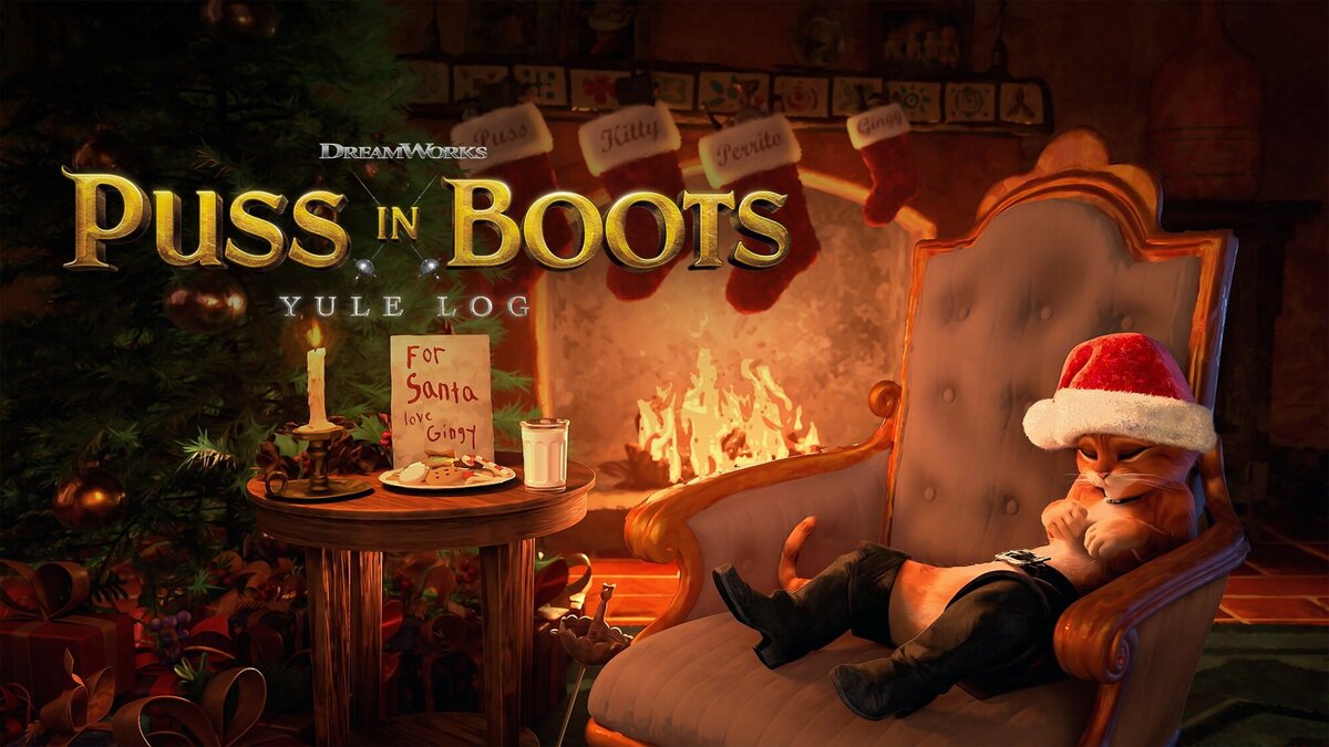 Puss in Boots' Yule Log TV.nu